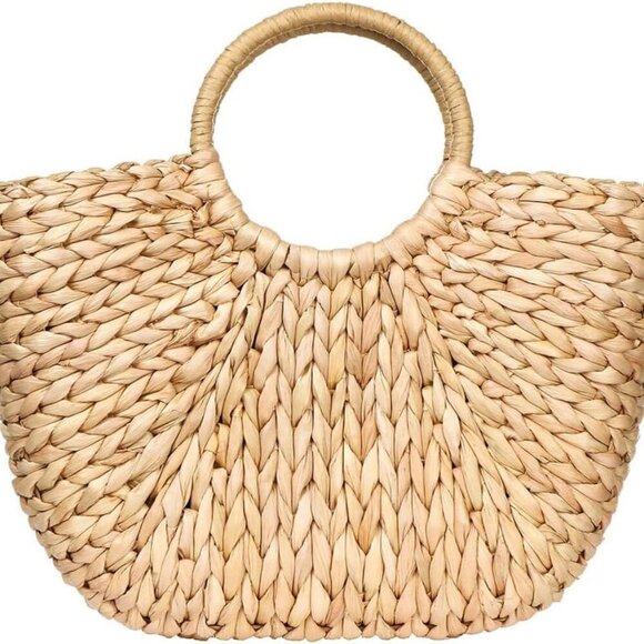 Jewelry - Womens Large Straw Beach Tote Hobo Summer Bag - Handwoven Straw Handbag